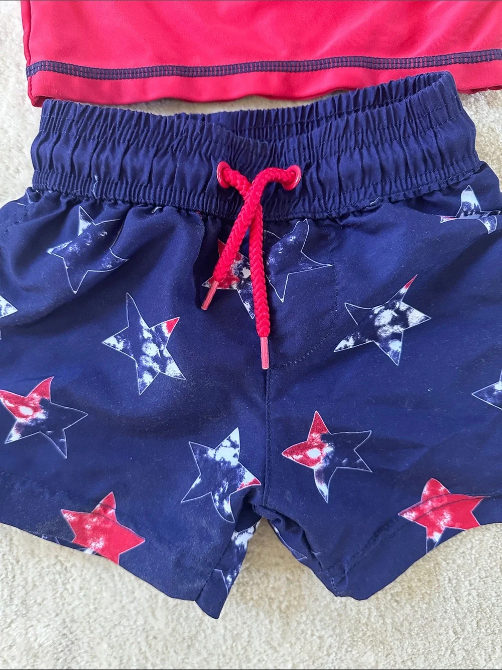 Tommy Bahama Red and Navy Kids Rash Guard Swim Set